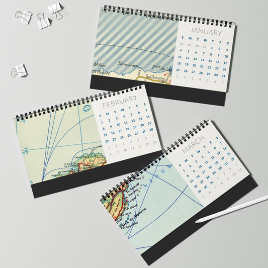 Vintage Maps "Aqua Carta" Desk Calendar 2026