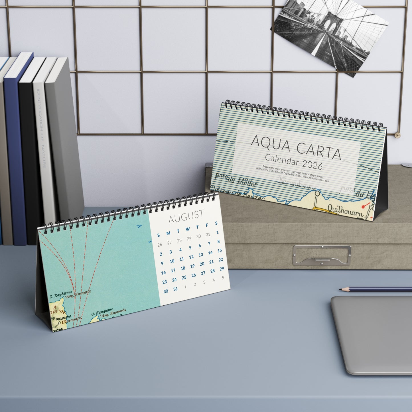 Vintage Maps "Aqua Carta" Desk Calendar 2026