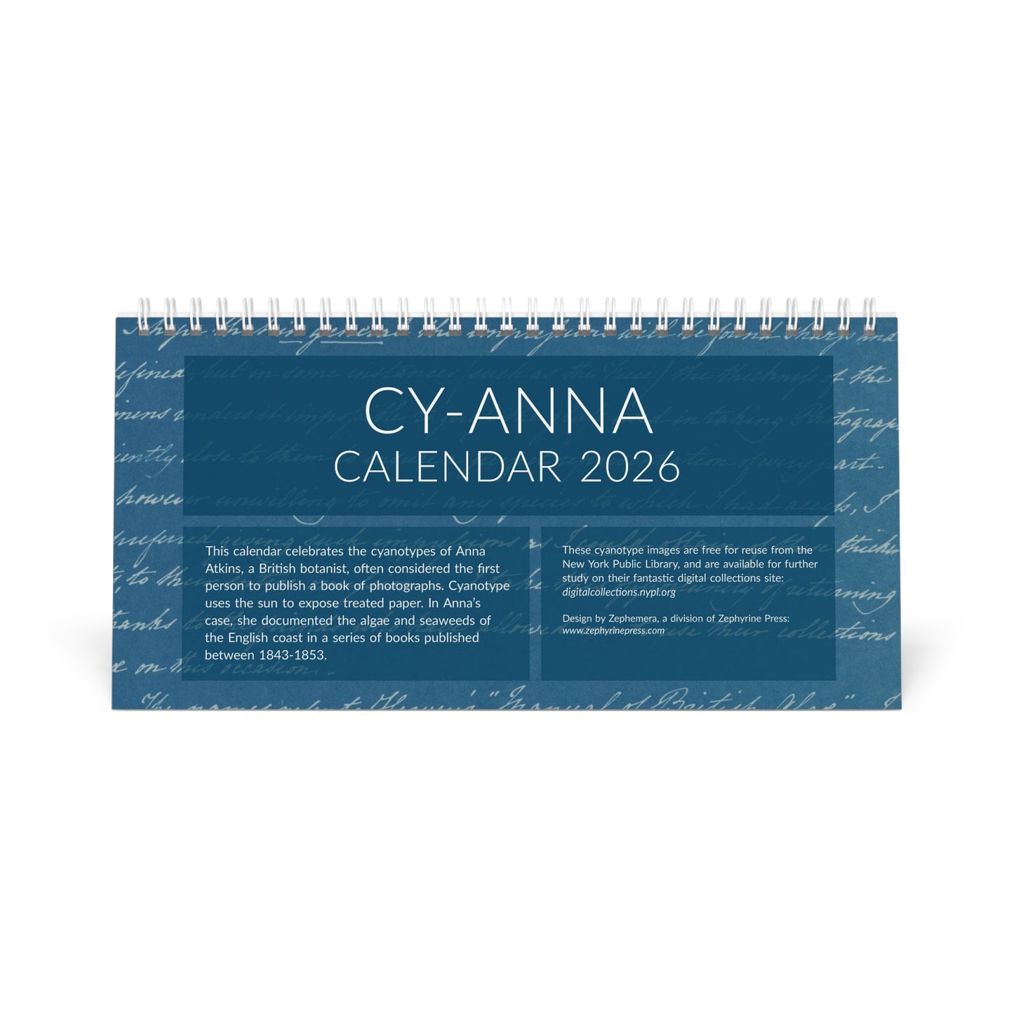 Cyanotype "Cy-Anna" Desk Calendar 2026